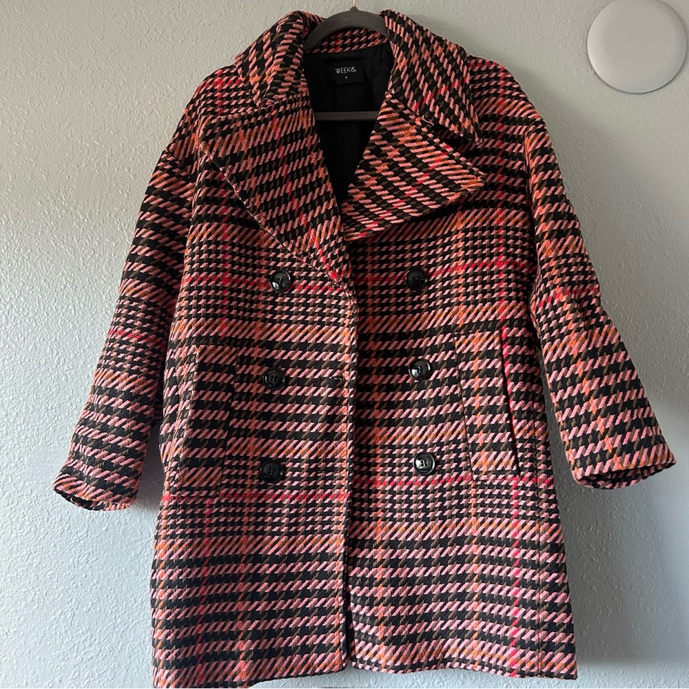 WEEK & Peacoat Double Breasted Plaid Jacket
